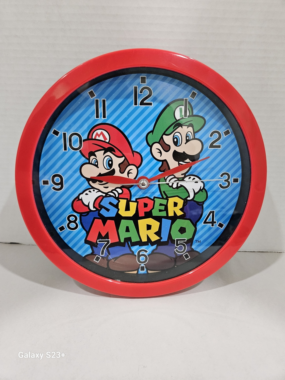 Nintendo Super Mario Red Frame Wall Clock with Mario & Luigi